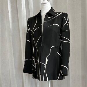 Ellen Tracy Black and White Abstract Blazer